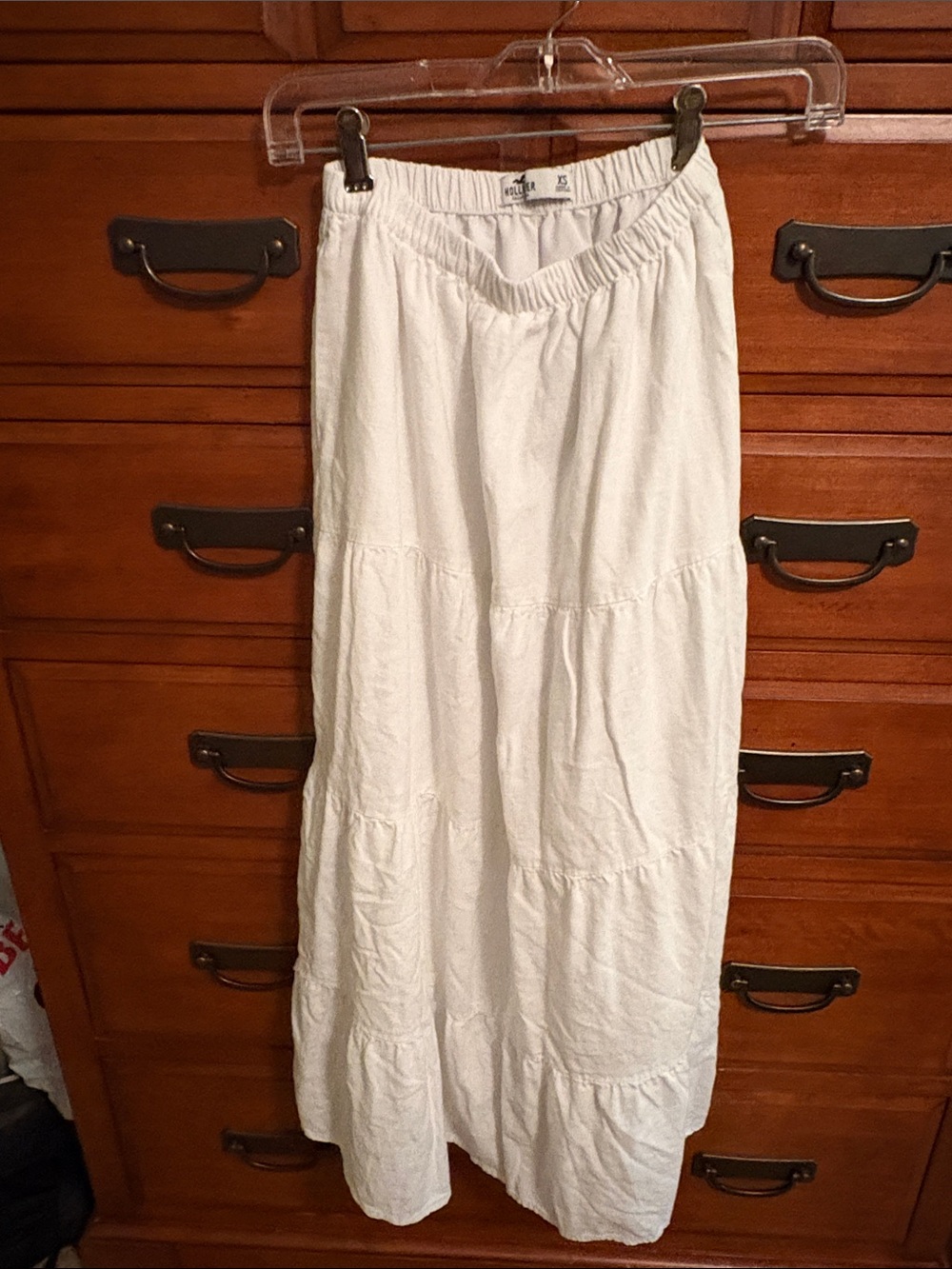Hollister White Tiered Maxi Skirt